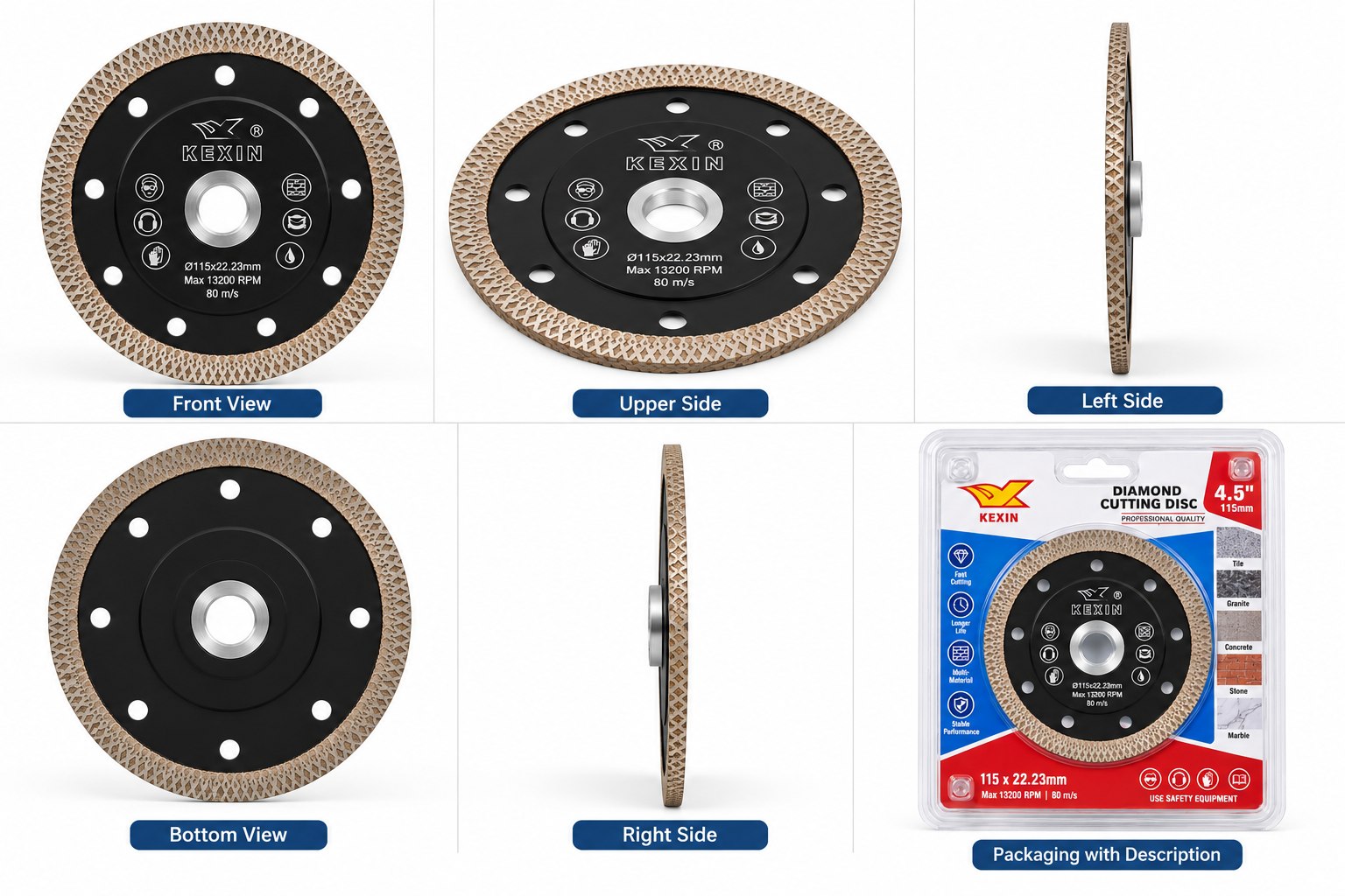 KEXIN 4½" Turbo Diamond Tile Cutting Blade