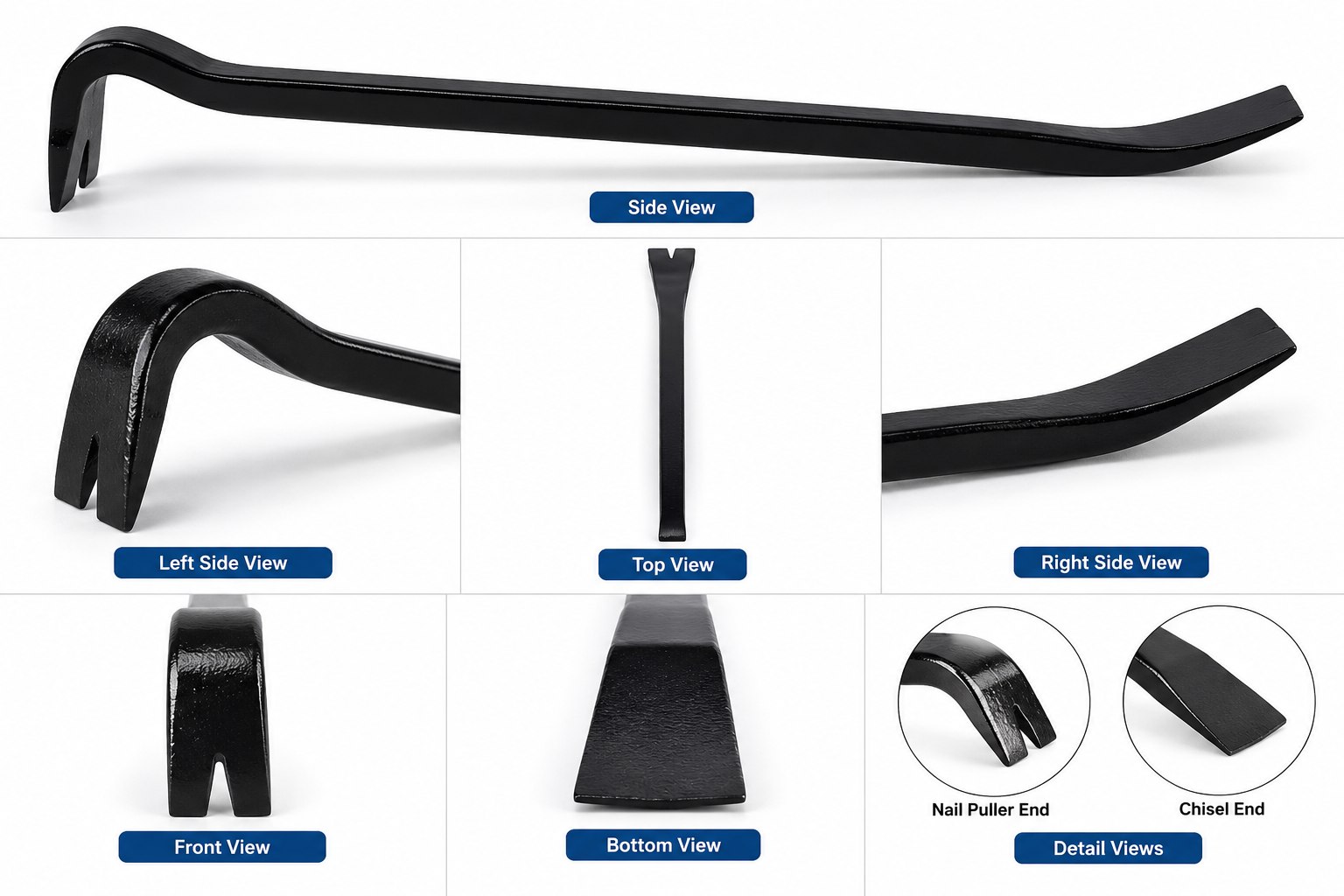 Flat Pry Bar — Nail Puller & Chisel End