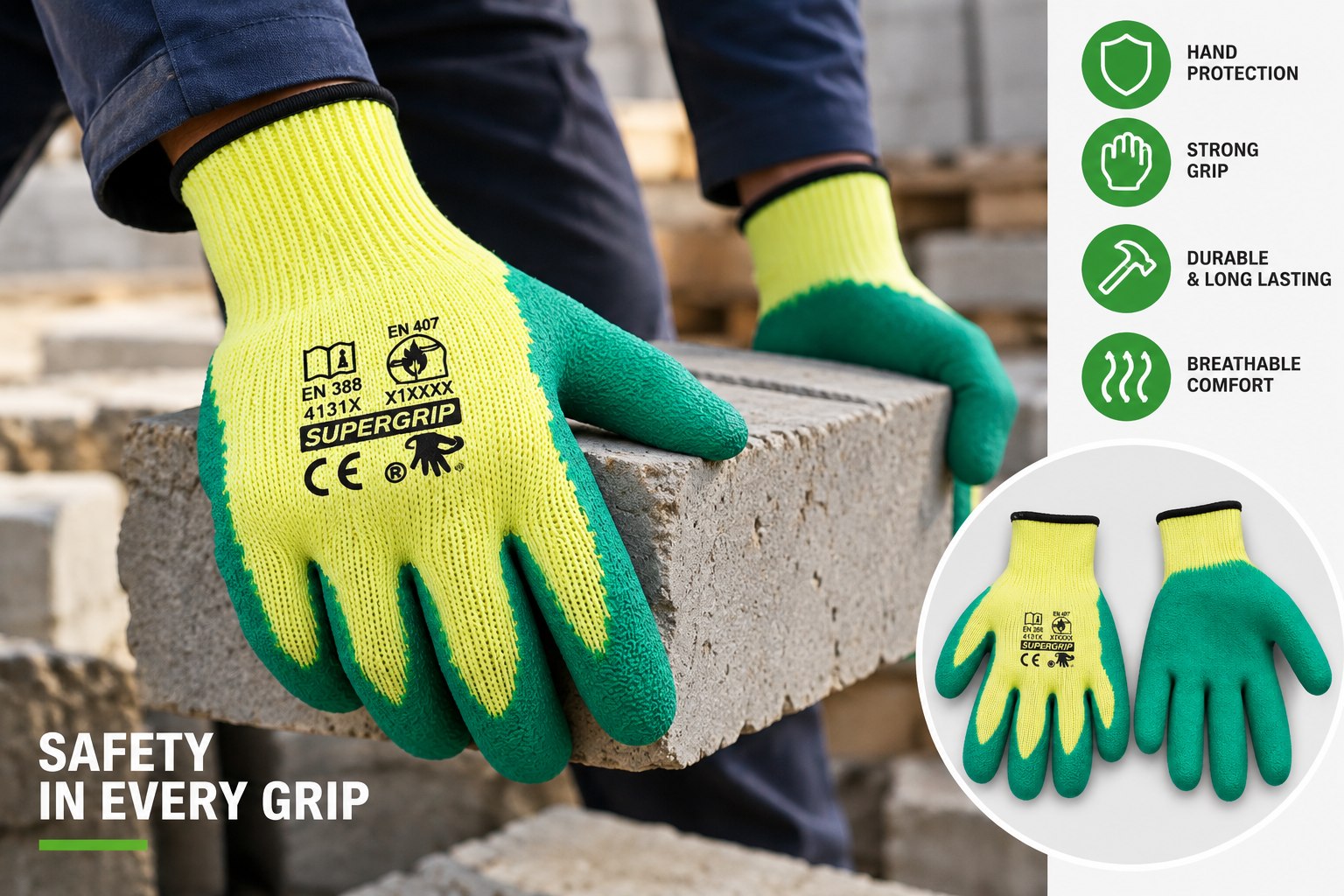 SuperGrip Latex-Coated Work Gloves